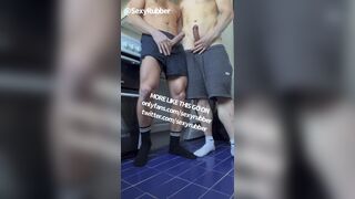 My Curious roommate edge me in his boxer in the kitchen - 7 image