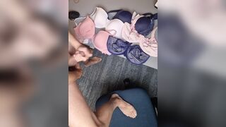 Jerking off and cumshot on part of my wifes bra collection - 6 image