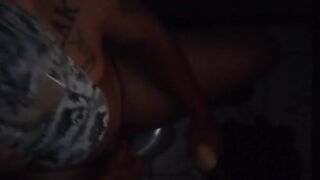 Muscle tattoo sissy in purple panties shaking thick ass and masturbating in gloryhole part 2