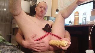 LanaTuls - Corn Fucked Slut. Russian Anal Whore LanaTuls Self-Fucked by Big Fresh Corn. Fuck me RAW! - 4 image