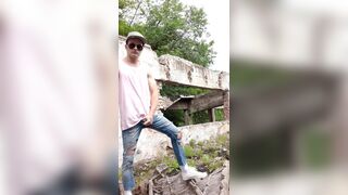 Outdoor public fleshlight fuck and cumshot. Close cum - 2 image