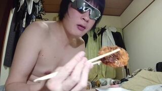 (07/15)eating fried shrimp,pork fillet cutlet bento while drinking beer - 8 image