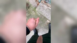 Straight friend left his used condom in garden house so I drink his cum, put condom on and jerk off - 15 image