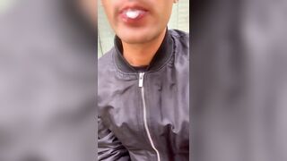 Straight friend left his used condom in garden house so I drink his cum, put condom on and jerk off - 9 image