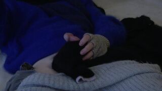 Sweater Fetish, soft blue Angora with POV cum shot - 13 image