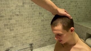 Stepfather fucked stepson well in the bathroom and finished his whole mouth with sperm - 14 image