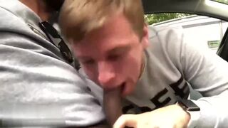 Deepthroating big uncut Russian cock in the car - 4 image