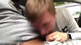 Deepthroating big uncut Russian cock in the car - 6 image