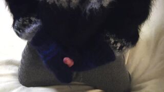 Wool, Sweater Fetish.  Long extended masturbation and fapping with sweaters, sweater pants, mittens and a large cum shot - 7 image
