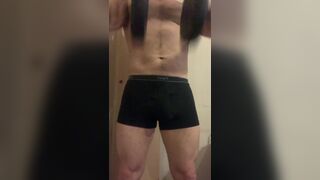 Tasked older guy borrow his apprentice (18) underwear and put them on.