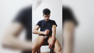 Young gay Latino masturbates after exercising and throws his cum on his shirt - 8 image