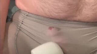 Toy + Open Crotch Oil/Shiny Grey Pantyhose