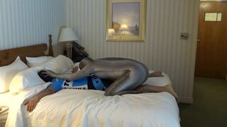 zentai croc overpowers masked barefoot cyclist - 12 image