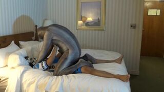 zentai croc overpowers masked barefoot cyclist - 13 image