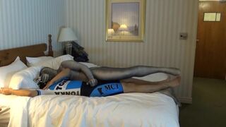 zentai croc overpowers masked barefoot cyclist - 15 image