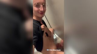 Twink jerk in public toilet Understall and grab Random guy big dick and make him cum - 8 image