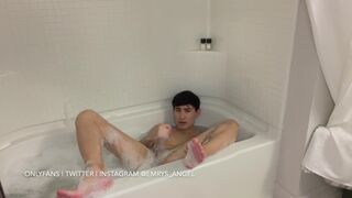 Twink yaoi boy Emrys jerking off in bathtub - 5 image