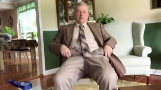 D a dd y masturbating in suit and socks - 1 image