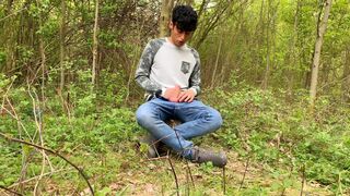 Intense public jerking with tied balls - bouncing teen balls - 2 image