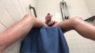 twink takes a long shower, jerks off, and cums