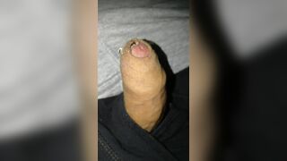 Flaccid precum foreskin play, small growing and shrinking penis play - 3 image