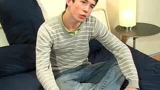 Beautiful British teen CJ sprays cum after an interview - 4 image