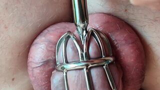 Chastity, urethral fuck close up and slow motion cumshot - 3 image