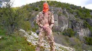 Soldier wanks himself on the mountainside on a warm spring day in the northern rocky mountains. - 13 image