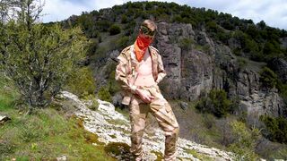 Soldier wanks himself on the mountainside on a warm spring day in the northern rocky mountains. - 3 image