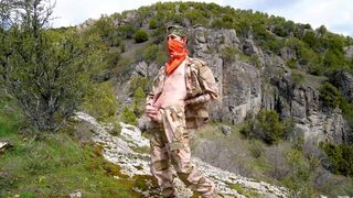 Soldier wanks himself on the mountainside on a warm spring day in the northern rocky mountains. - 5 image