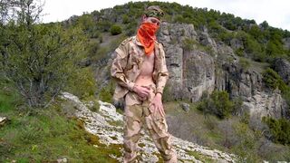 Soldier wanks himself on the mountainside on a warm spring day in the northern rocky mountains. - 6 image