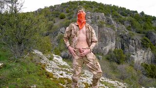 Soldier wanks himself on the mountainside on a warm spring day in the northern rocky mountains. - 8 image