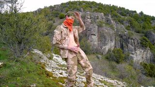 Soldier wanks himself on the mountainside on a warm spring day in the northern rocky mountains. - 9 image
