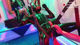 Rubber Gimp In The Sling With CBT and Anal Play Made To Cum With Post Orgasm Torment - 8 image