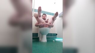 Naked wanking in a public restroom - 7 image