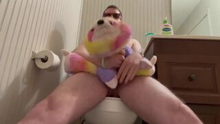 Stylish Blonde Dude Screwing a Stuffed Animal on the Toilet - BlondNBlue222 - 14 image