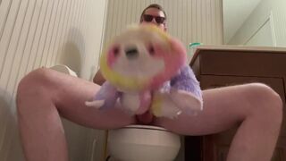 Stylish Blonde Dude Screwing a Stuffed Animal on the Toilet - BlondNBlue222 - 7 image