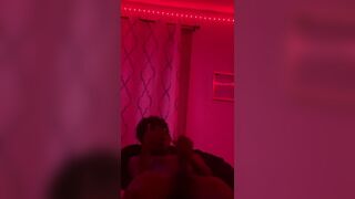 Black teen moans and jerks bbc till he busts a fat load - 4 image