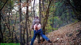 Wanking and fucking myself with a dildo in a public forest. Beautiful autumn evenings satisfy so well. - 5 image