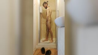 Sexy hairy guy getting shower - 7 image