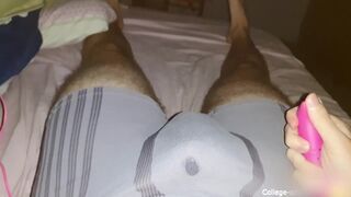 Solo masturbation with two vibrators at the same time, cum through underwear - 10 image