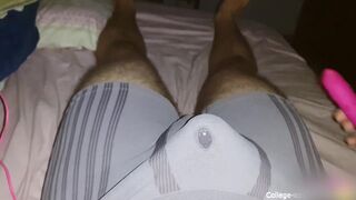 Solo masturbation with two vibrators at the same time, cum through underwear - 11 image