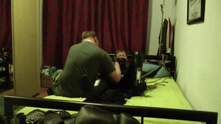 Milking Handjob with Punches to the Balls of servilejerome in latex catsuit