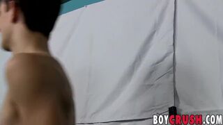 Inexperienced artists paint each other in cum with their dicks