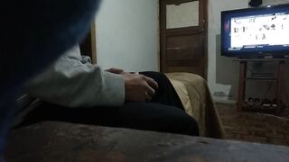 She Secretly Filmed Him and Jerks Off Watching Porn