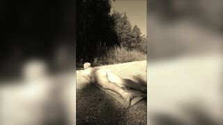 Nude Gymnastic Stretching Legs in Nature with Andy Juli 2021