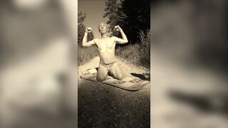 Nude Gymnastic Stretching Legs in Nature with Andy Juli 2021