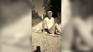 Nude Gymnastic Stretching Legs in Nature with Andy Juli 2021