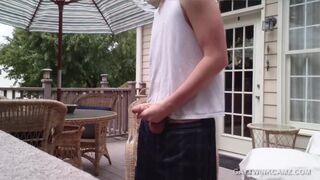 Amateur Twink Cole Stroking Outdoors - 2 image