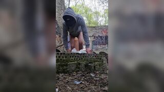 guy andkvcat in the woods on a dildo - 14 image